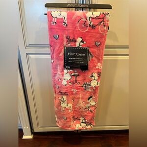 Betsey Johnson Pink Poodle Paris Blanket Throw